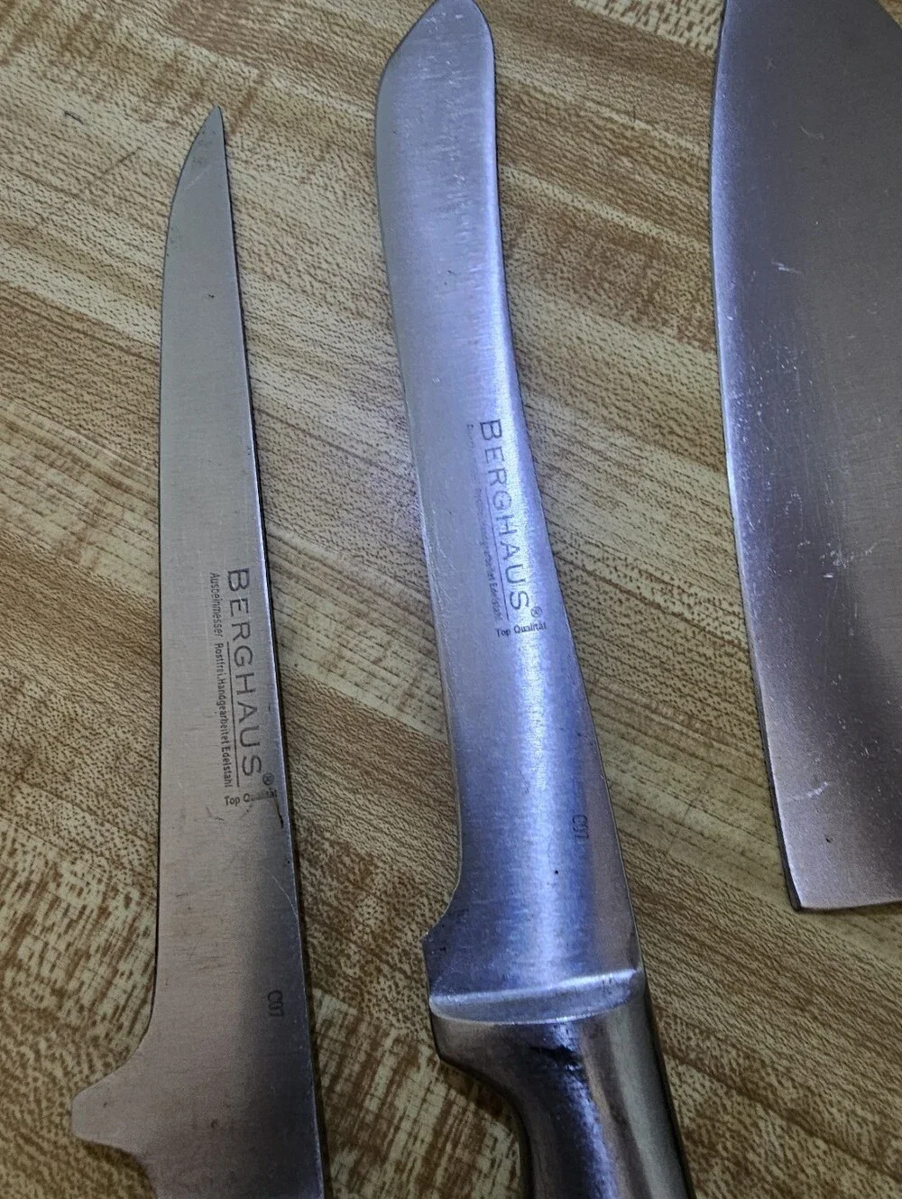 Berghaus Stainless Steel Kitchen Knife Set 3 Piece Santoku Chef Cutlery Lot Used